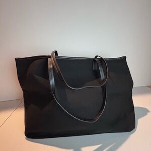 Cleobella Black Canvas Tote Bag with Vegan Leather Trim NWOT
